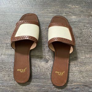 J.Crew Framed slide sandals in canvas & leather